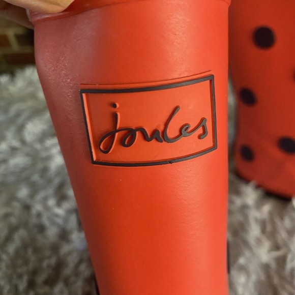 Joules Red Ladybug Rain Boots Big Kids Size 13 Red Black Pull On Wellie Boots - Picture 8 of 11